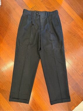 Andrew Fezza Black Pleated Cuffed Dress Pants